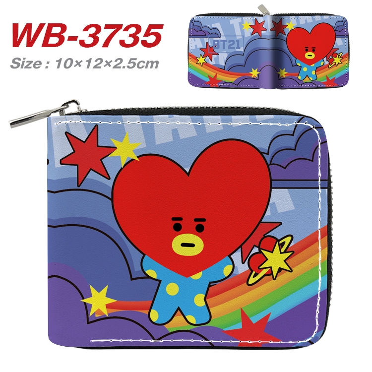 BTS Movie star full color pu all-inclusive zipper short wallet 10X12X2.5CM WB-3735A