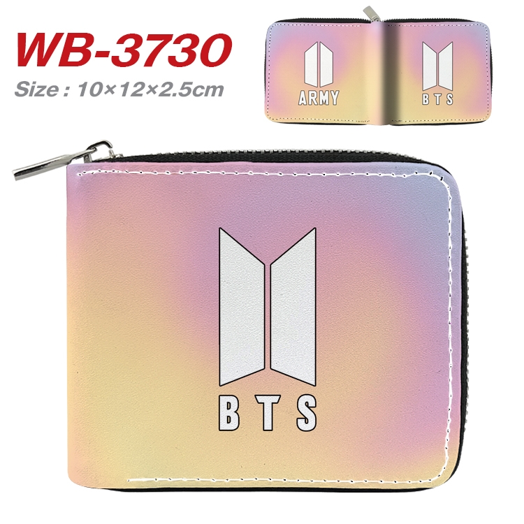 BTS Movie star full color pu all-inclusive zipper short wallet 10X12X2.5CM WB-3730A