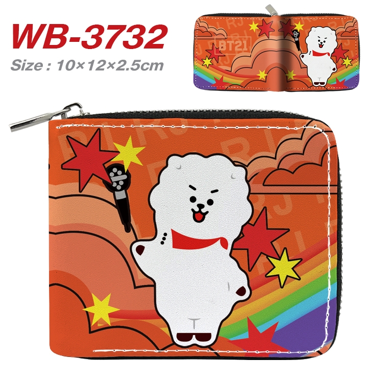 BTS Movie star full color pu all-inclusive zipper short wallet 10X12X2.5CM WB-3732A