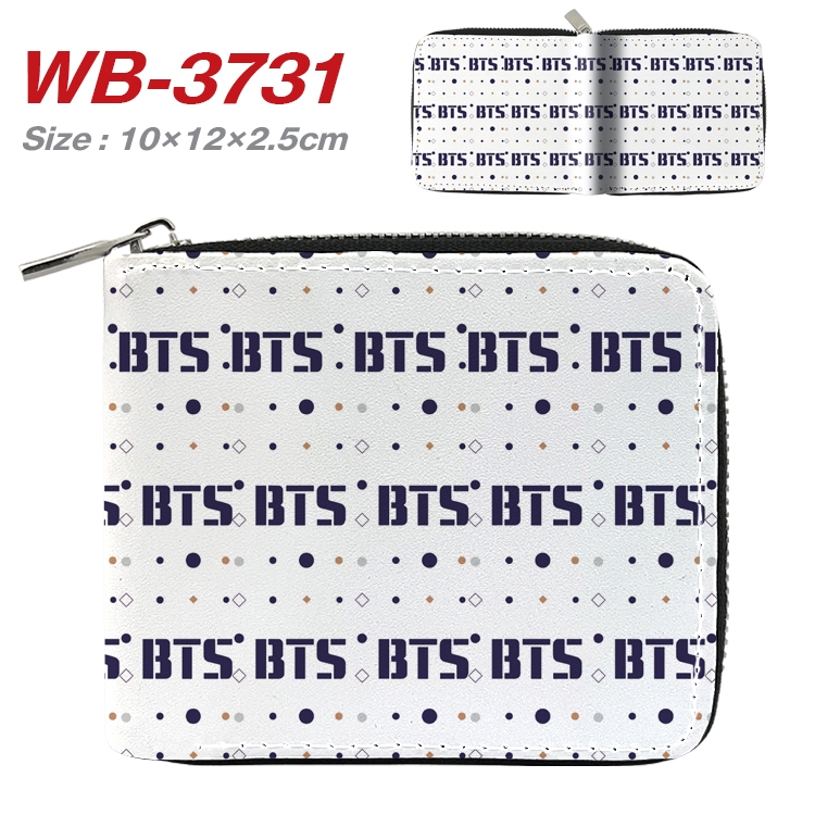 BTS Movie star full color pu all-inclusive zipper short wallet 10X12X2.5CM WB-3731A