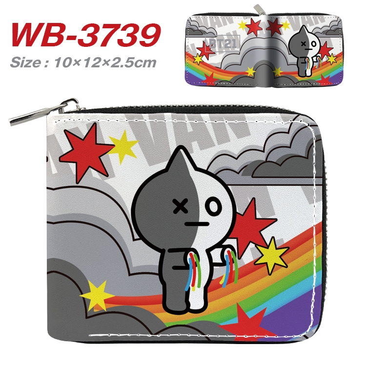 BTS Movie star full color pu all-inclusive zipper short wallet 10X12X2.5CM WB-3739A