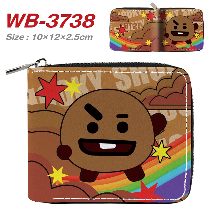 BTS Movie star full color pu all-inclusive zipper short wallet 10X12X2.5CM WB-3738A