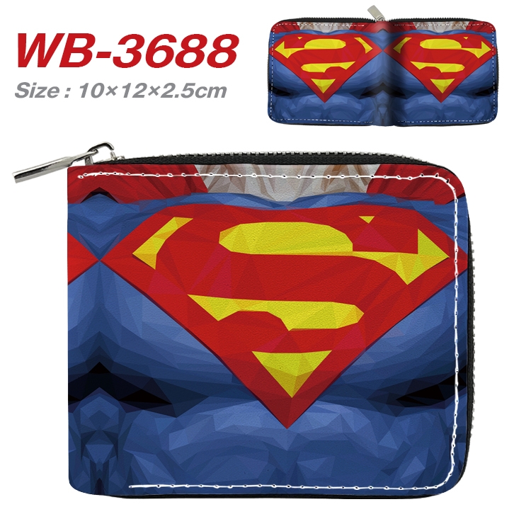 Super hero Movie star full color pu all-inclusive zipper short wallet 10X12X2.5CM WB-3688A