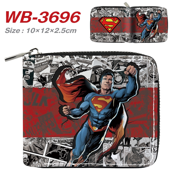 Super hero Movie star full color pu all-inclusive zipper short wallet 10X12X2.5CM WB-3696A
