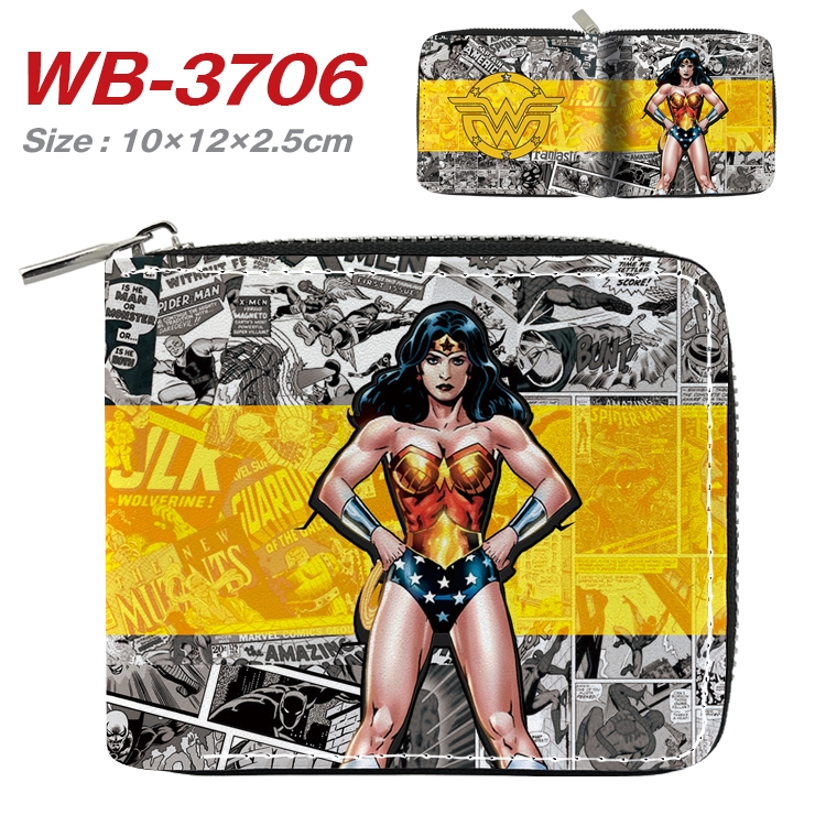 Super hero Movie star full color pu all-inclusive zipper short wallet 10X12X2.5CM WB-3706A