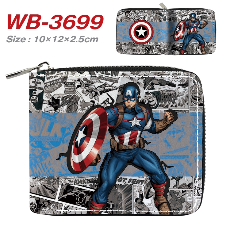 Super hero Movie star full color pu all-inclusive zipper short wallet 10X12X2.5CM WB-3699A