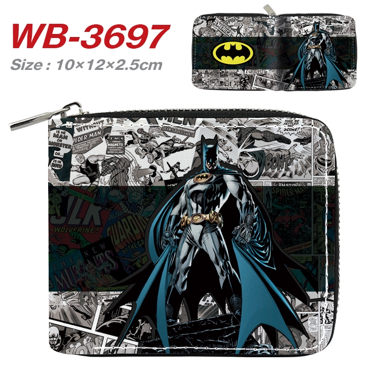 Super hero Movie star full color pu all-inclusive zipper short wallet 10X12X2.5CM WB-3697A