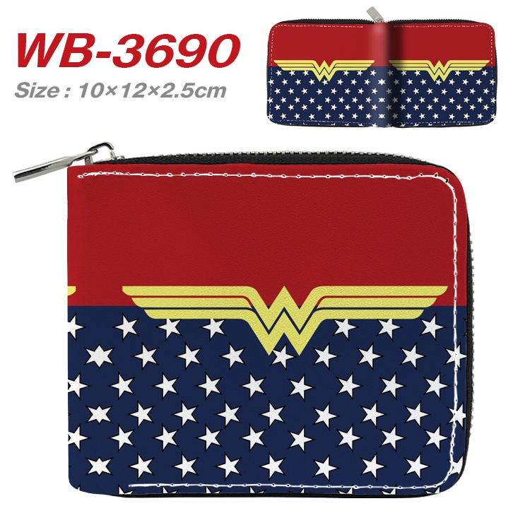 Super hero Movie star full color pu all-inclusive zipper short wallet 10X12X2.5CM WB-3690A