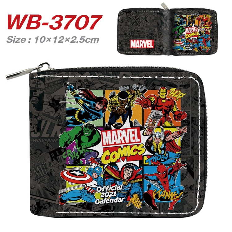 Super hero Movie star full color pu all-inclusive zipper short wallet 10X12X2.5CM WB-3707A