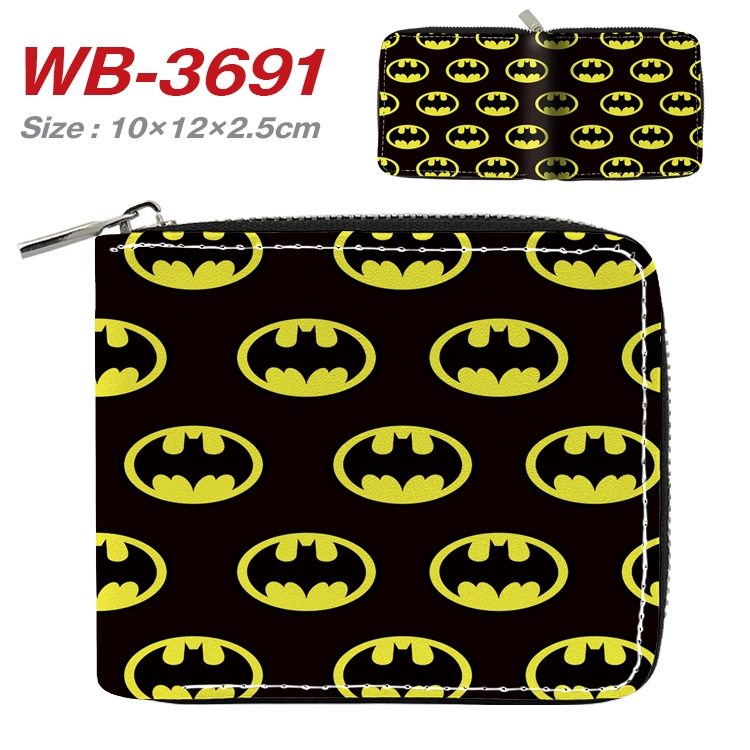 Super hero Movie star full color pu all-inclusive zipper short wallet 10X12X2.5CM WB-3691A