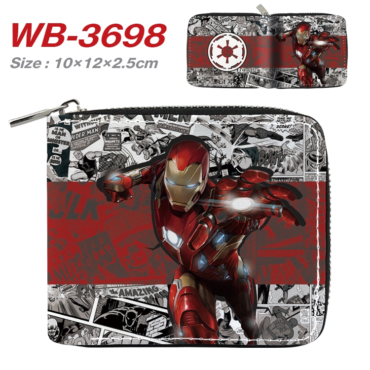 Super hero Movie star full color pu all-inclusive zipper short wallet 10X12X2.5CM WB-3698A