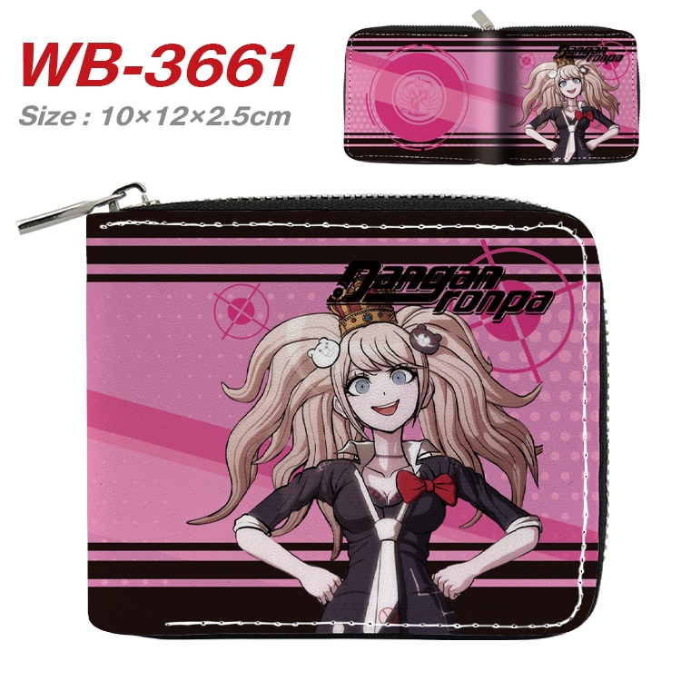 Dangan-Ronpa Anime full color pu all-inclusive zipper short wallet 10X12X2.5CM WB-3661A