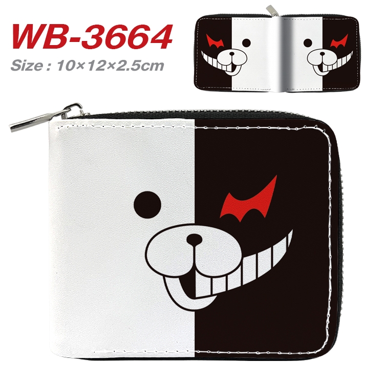 Dangan-Ronpa Anime full color pu all-inclusive zipper short wallet 10X12X2.5CM WB-3664A