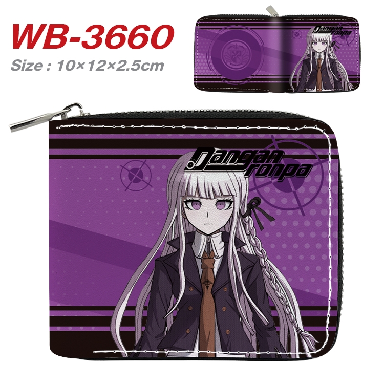 Dangan-Ronpa Anime full color pu all-inclusive zipper short wallet 10X12X2.5CM WB-3660A