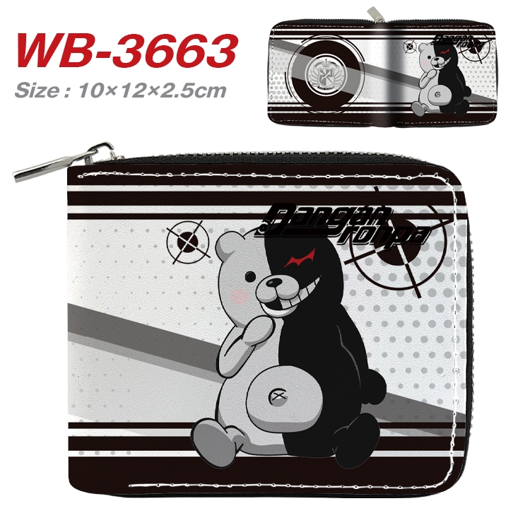 Dangan-Ronpa Anime full color pu all-inclusive zipper short wallet 10X12X2.5CM WB-3663A