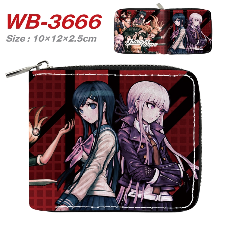 Dangan-Ronpa Anime full color pu all-inclusive zipper short wallet 10X12X2.5CM WB-3666A
