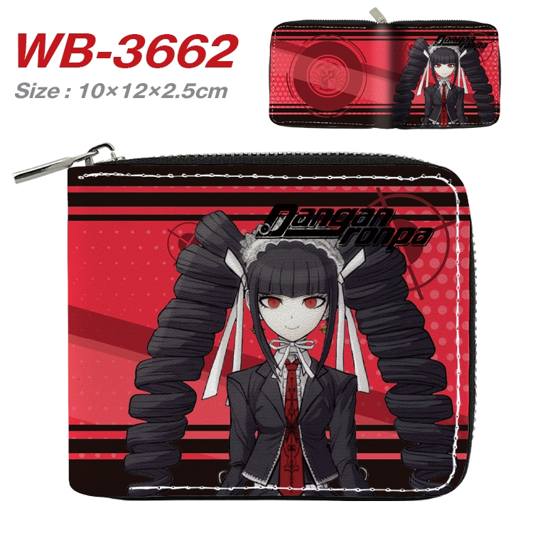 Dangan-Ronpa Anime full color pu all-inclusive zipper short wallet 10X12X2.5CM WB-3662A