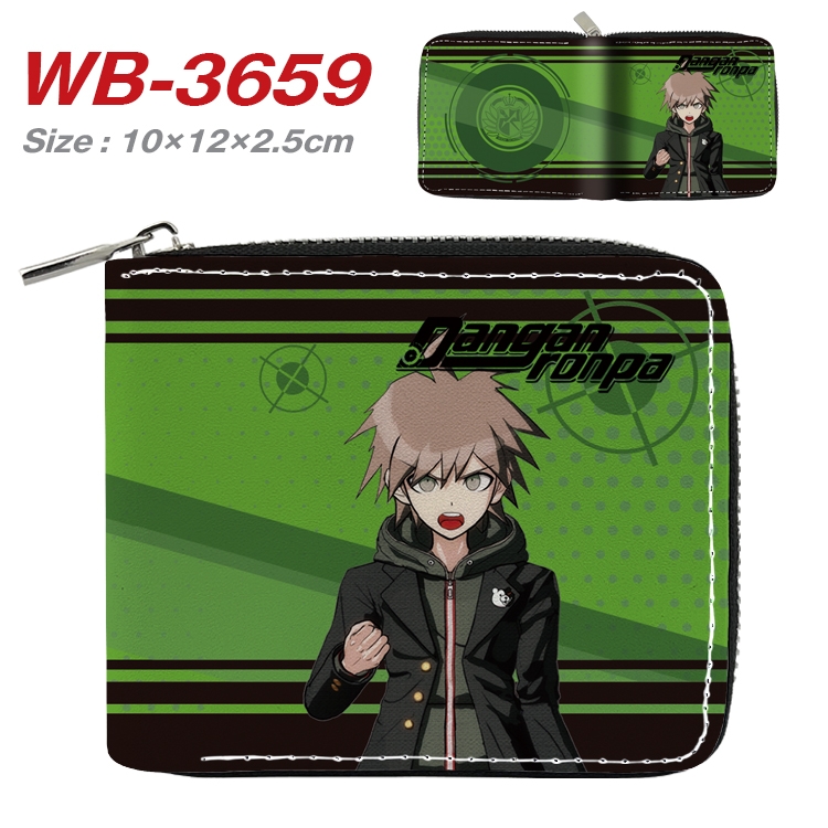 Dangan-Ronpa Anime full color pu all-inclusive zipper short wallet 10X12X2.5CM WB-3659A