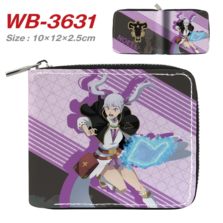 black clover Anime full color pu all-inclusive zipper short wallet 10X12X2.5CM WB-3631A