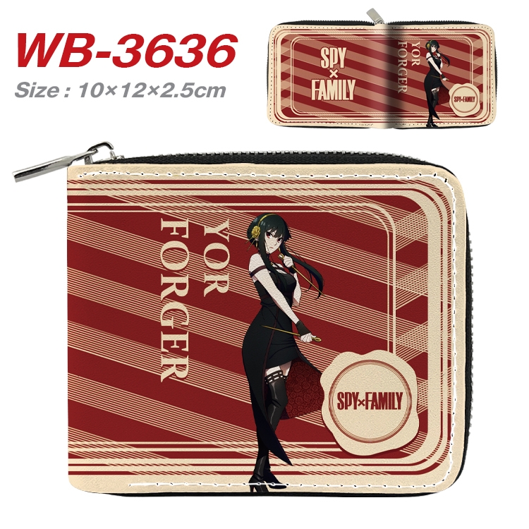 SPY×FAMILY Anime full color pu all-inclusive zipper short wallet 10X12X2.5CM WB-3636A