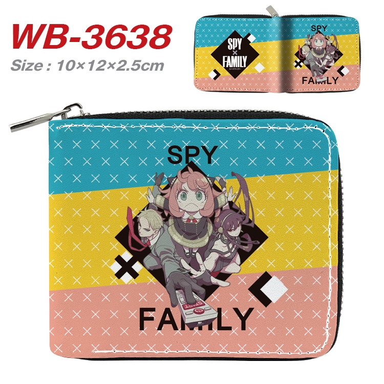 SPY×FAMILY Anime full color pu all-inclusive zipper short wallet 10X12X2.5CM WB-3638A