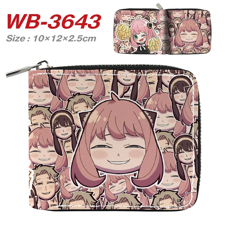 SPY×FAMILY Anime full color pu all-inclusive zipper short wallet 10X12X2.5CM WB-3643A