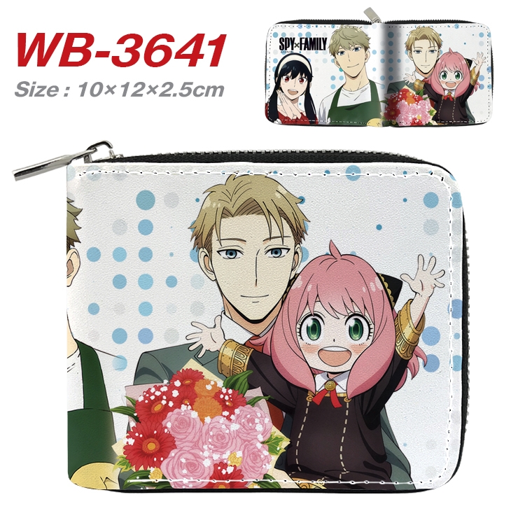 SPY×FAMILY Anime full color pu all-inclusive zipper short wallet 10X12X2.5CM WB-3641A