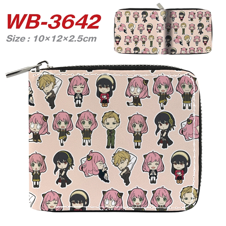 SPY×FAMILY Anime full color pu all-inclusive zipper short wallet 10X12X2.5CM WB-3642A