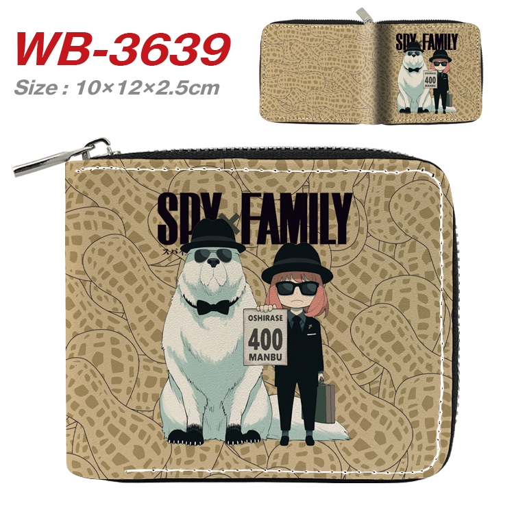 SPY×FAMILY Anime full color pu all-inclusive zipper short wallet 10X12X2.5CM WB-3639A