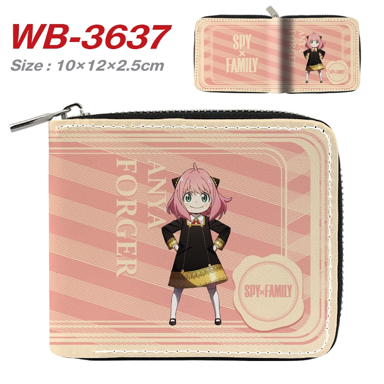 SPY×FAMILY Anime full color pu all-inclusive zipper short wallet 10X12X2.5CM WB-3637A