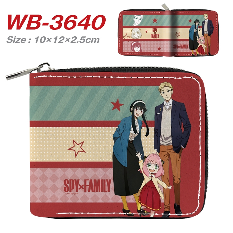 SPY×FAMILY Anime full color pu all-inclusive zipper short wallet 10X12X2.5CM WB-3640A