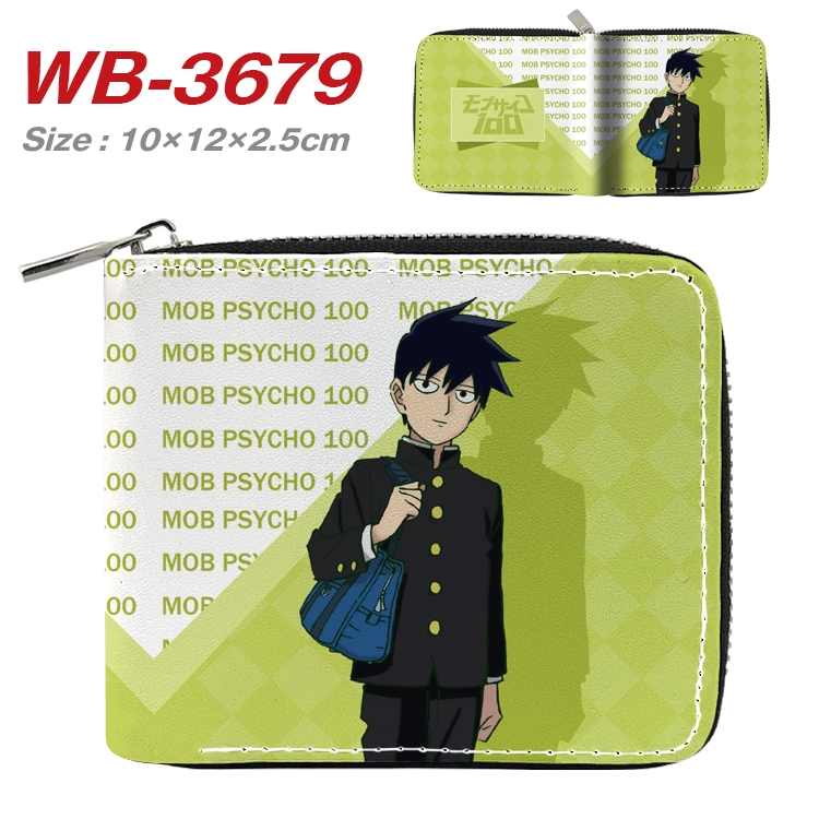 Mob Psycho 100 Anime full color pu all-inclusive zipper short wallet 10X12X2.5CM WB-3679A