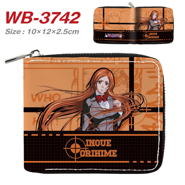 Bleach Anime full color pu all-inclusive zipper short wallet 10X12X2.5CM WB-3742A