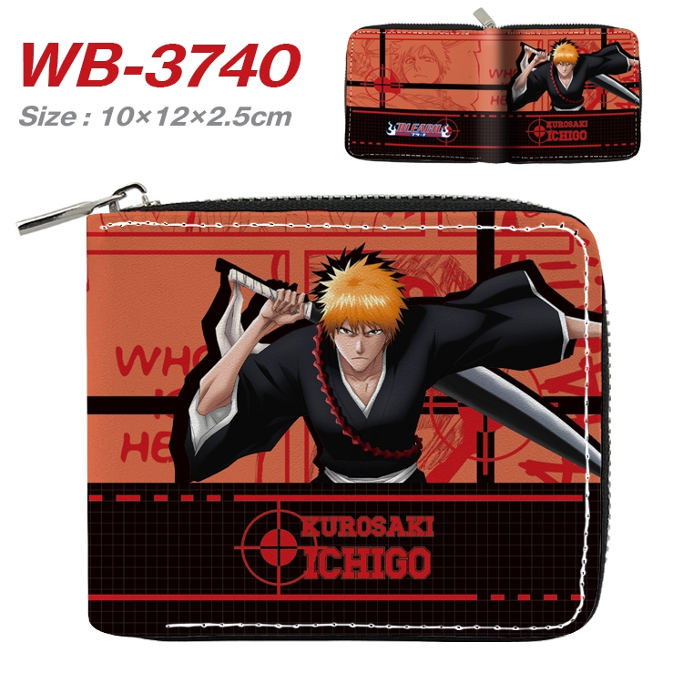 Bleach Anime full color pu all-inclusive zipper short wallet 10X12X2.5CM WB-3740A