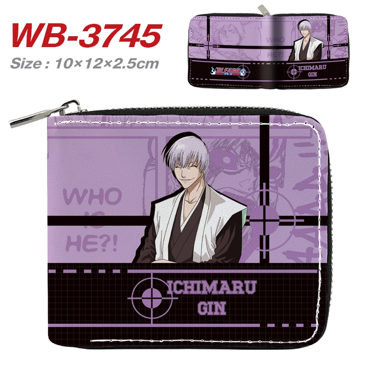 Bleach Anime full color pu all-inclusive zipper short wallet 10X12X2.5CM WB-3745A