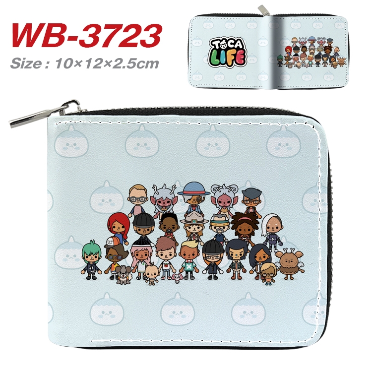 toca life world Anime full color pu all-inclusive zipper short wallet 10X12X2.5CM WB-3723A