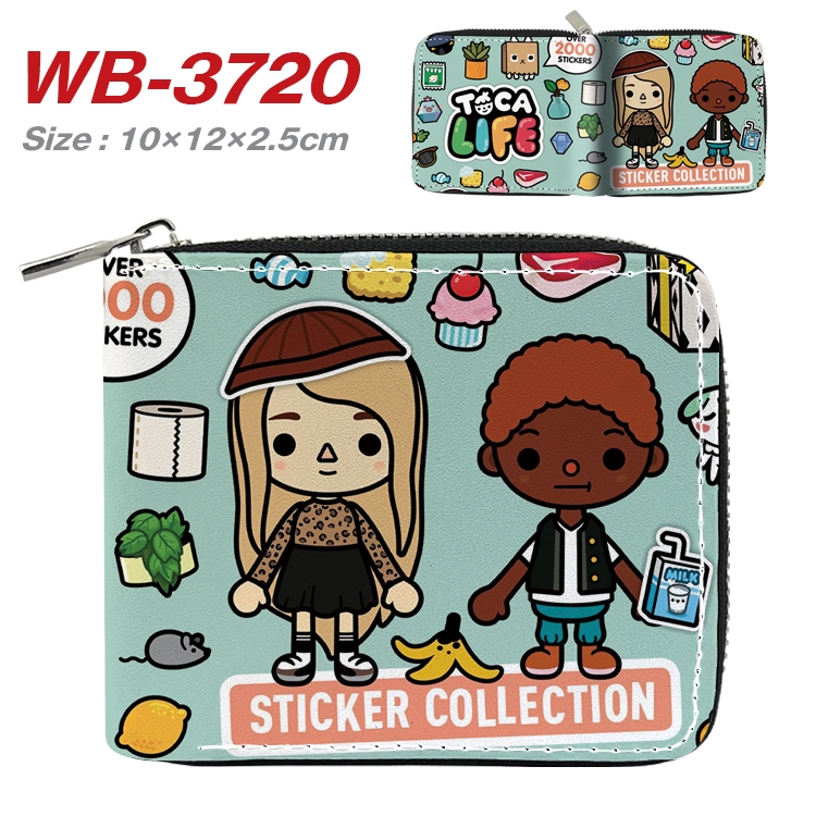 toca life world Anime full color pu all-inclusive zipper short wallet 10X12X2.5CM WB-3720A