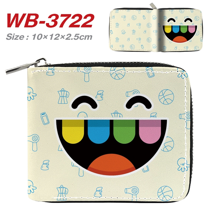 toca life world Anime full color pu all-inclusive zipper short wallet 10X12X2.5CM WB-3722A