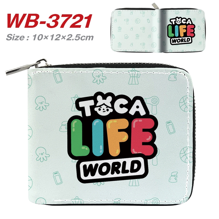 toca life world Anime full color pu all-inclusive zipper short wallet 10X12X2.5CM WB-3721A