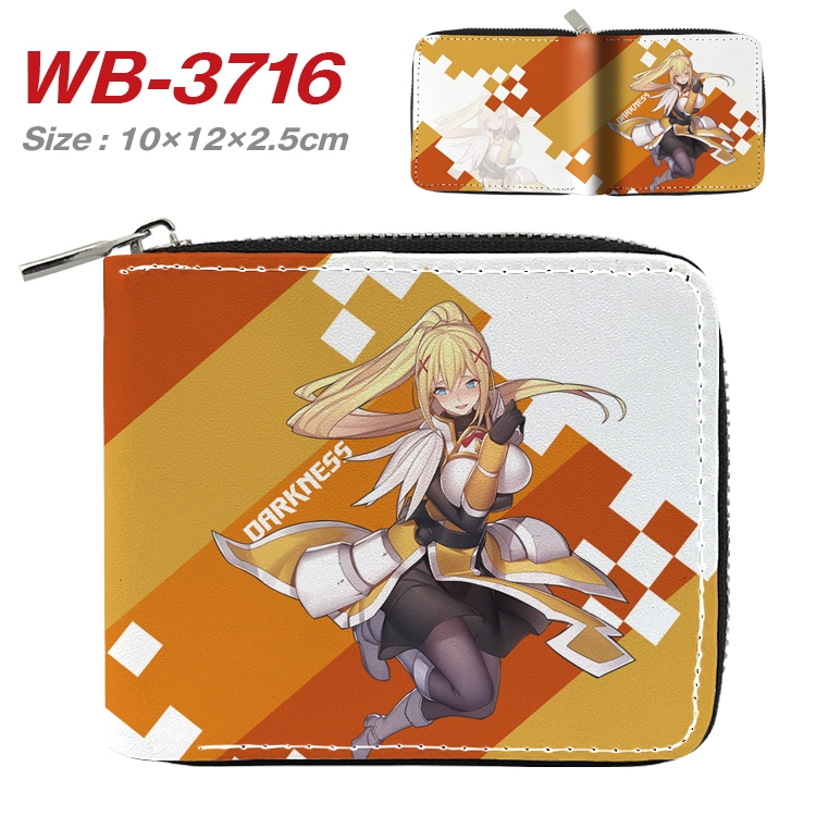 Blessings for a better world Anime full color pu all-inclusive zipper short wallet 10X12X2.5CM WB-3716A