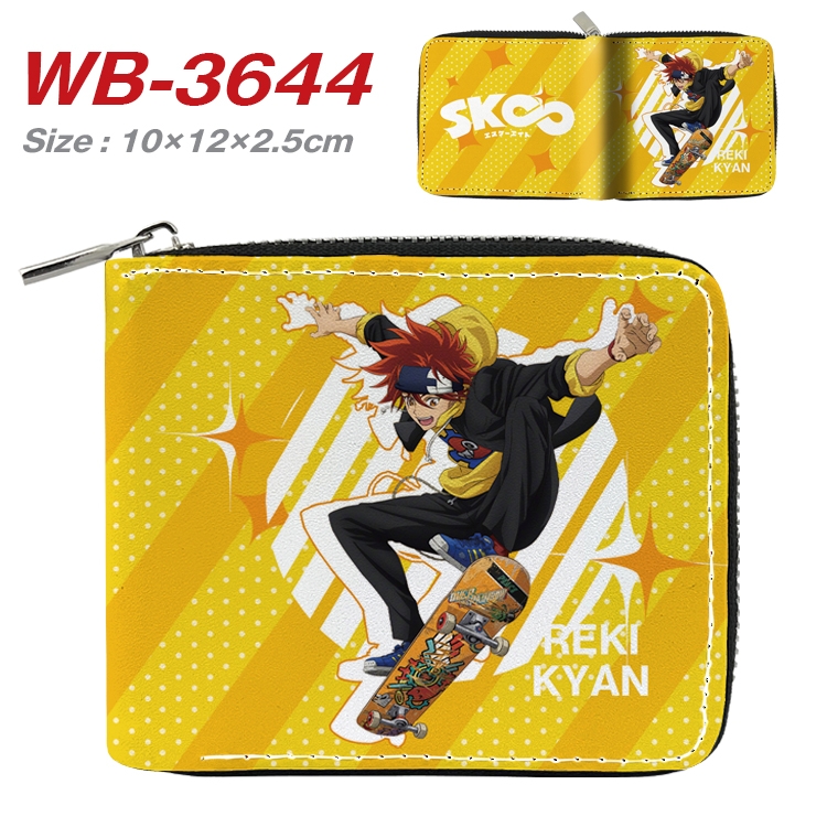 SK∞ Anime full color pu all-inclusive zipper short wallet 10X12X2.5CM WB-3644A