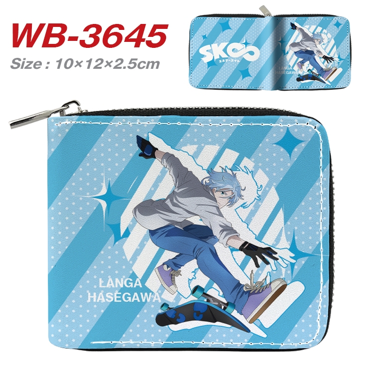 SK∞ Anime full color pu all-inclusive zipper short wallet 10X12X2.5CM WB-3645A