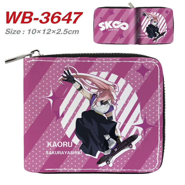 SK∞ Anime full color pu all-inclusive zipper short wallet 10X12X2.5CM WB-3647A