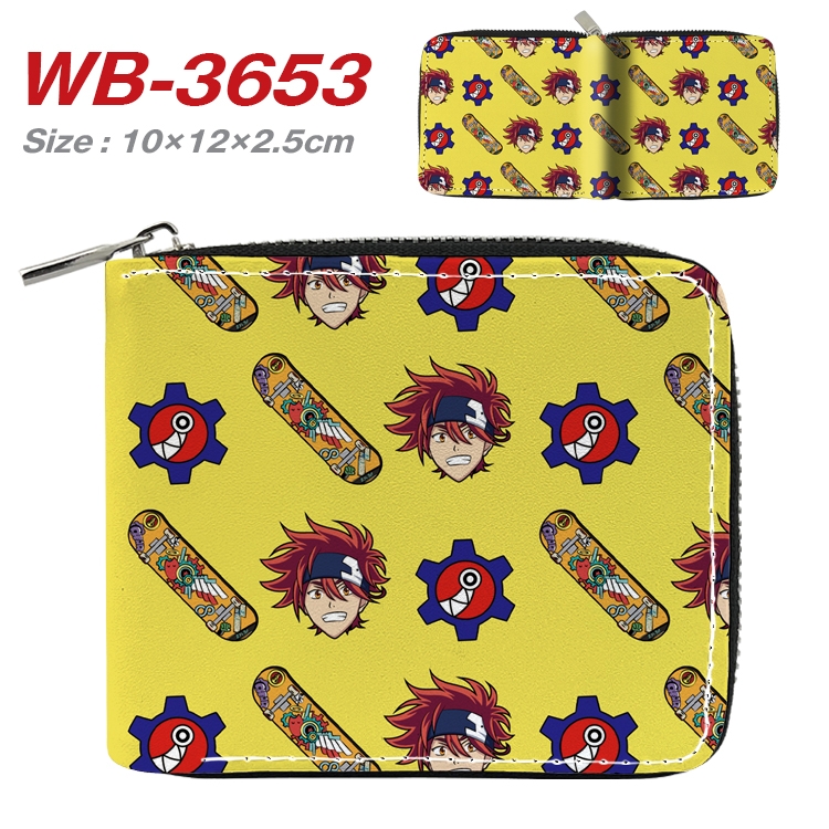 SK∞ Anime full color pu all-inclusive zipper short wallet 10X12X2.5CM WB-3653A