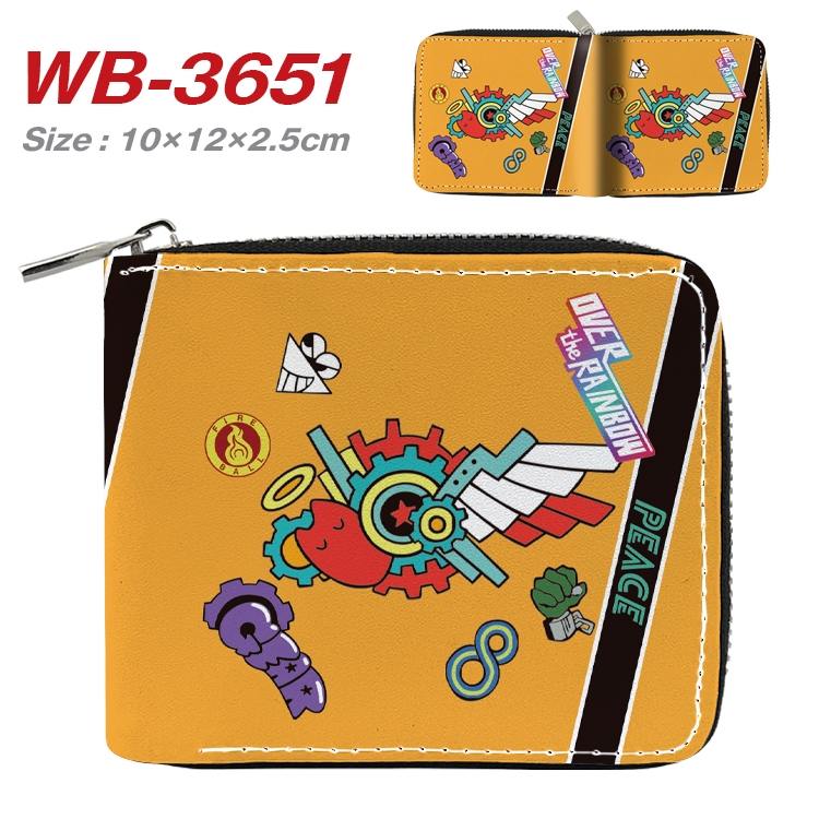 SK∞ Anime full color pu all-inclusive zipper short wallet 10X12X2.5CM WB-3651A