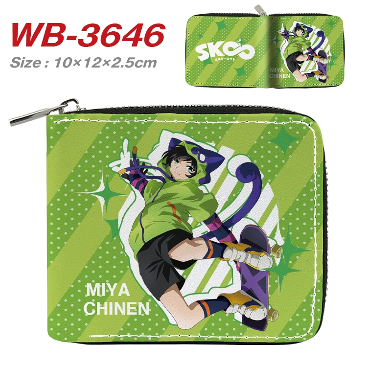 SK∞ Anime full color pu all-inclusive zipper short wallet 10X12X2.5CM WB-3646A