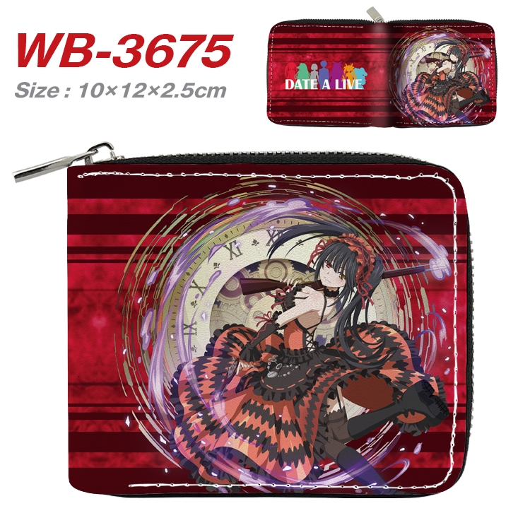 Date-A-Live Anime full color pu all-inclusive zipper short wallet 10X12X2.5CM WB-3675A