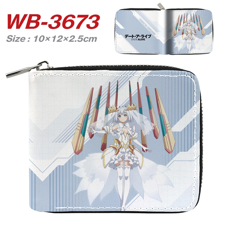 Date-A-Live Anime full color pu all-inclusive zipper short wallet 10X12X2.5CM WB-3673A