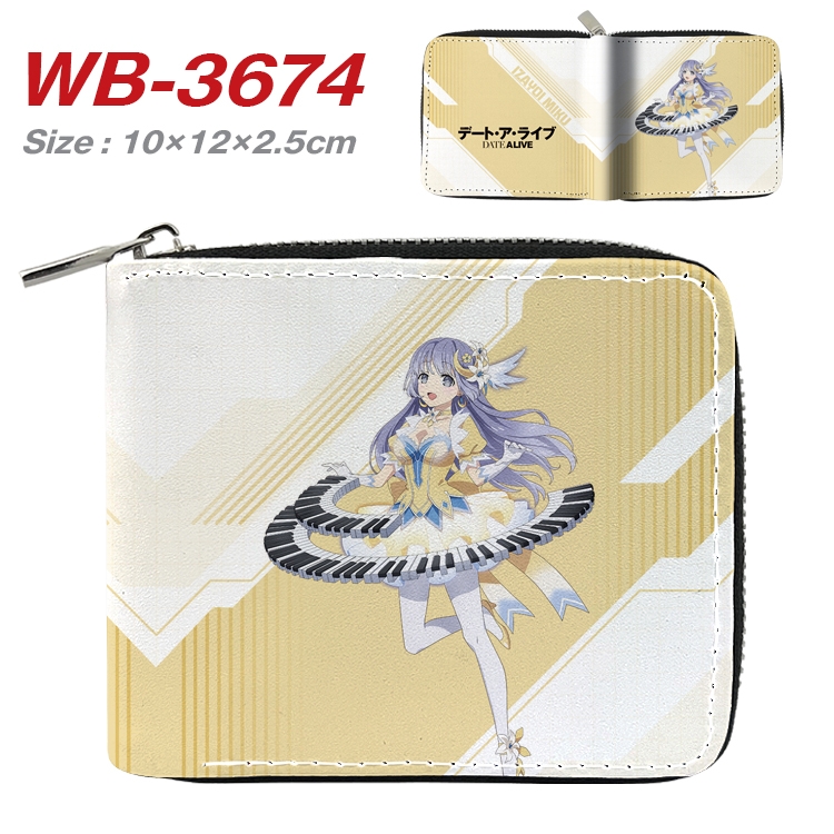 Date-A-Live Anime full color pu all-inclusive zipper short wallet 10X12X2.5CM WB-3674A