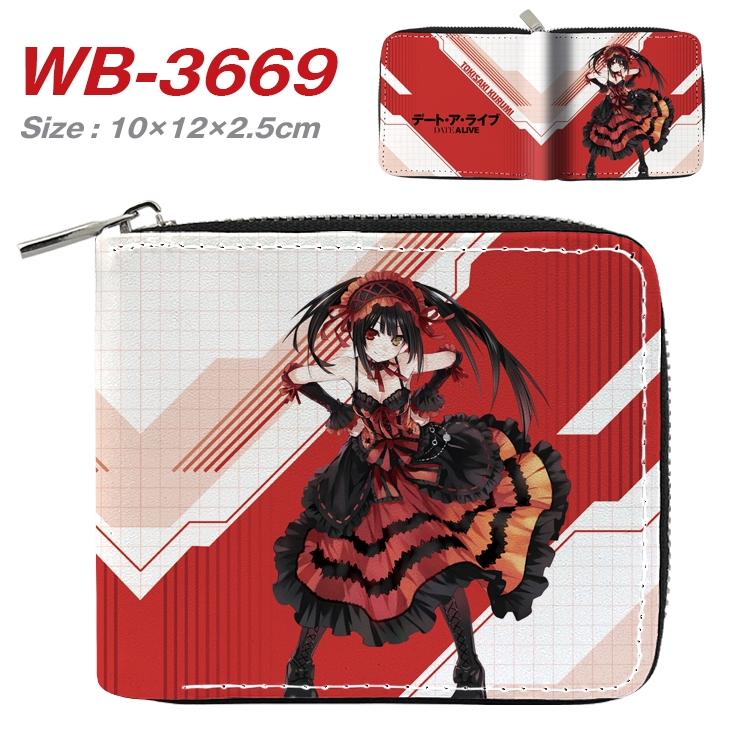 Date-A-Live Anime full color pu all-inclusive zipper short wallet 10X12X2.5CM WB-3669A